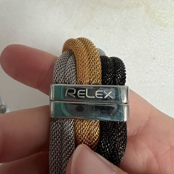 Relex Black, Gold, and Silver Braided Metallic Magnetic Clasp Statement Necklace - Picture 6 of 6